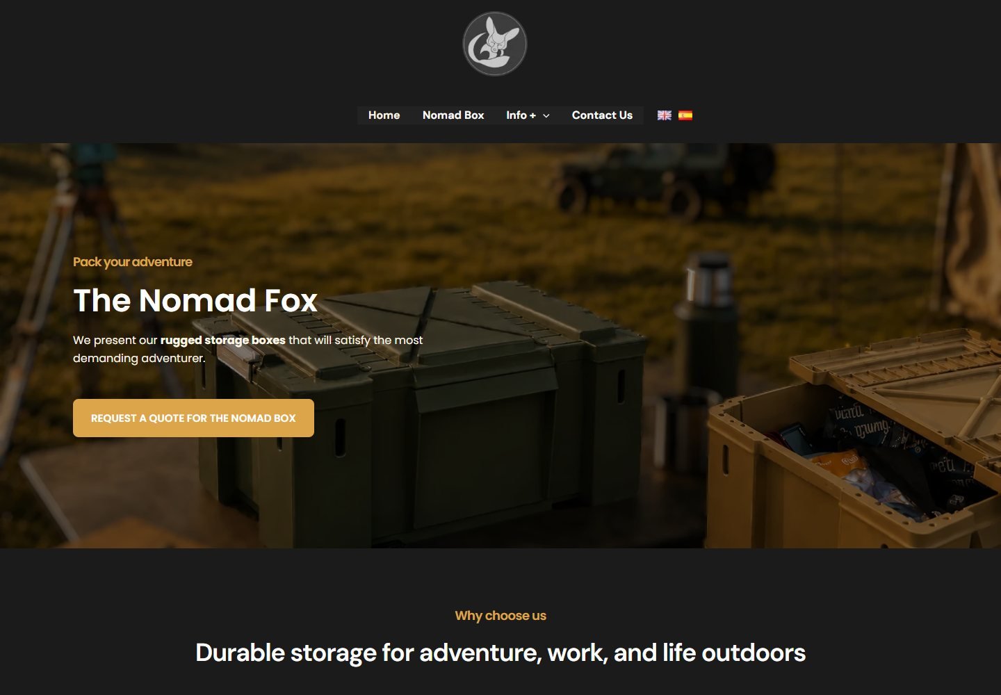 Vista de la web actual de The Nomad Fox